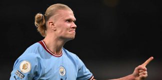 Erling Haaland con la maglia del Manchester City